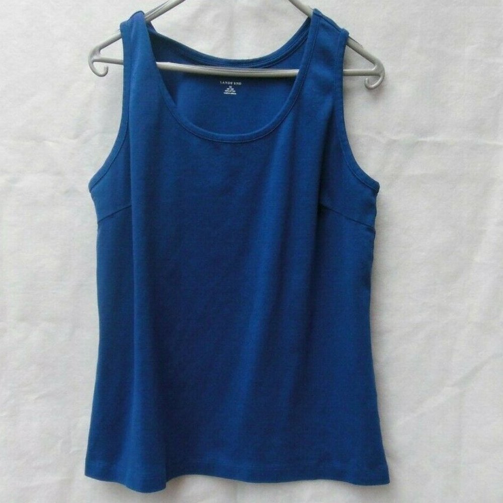 Lands End Top Sz 1X Womens  Navy Plus Relax Fit Stretch Cotton Modal Tank